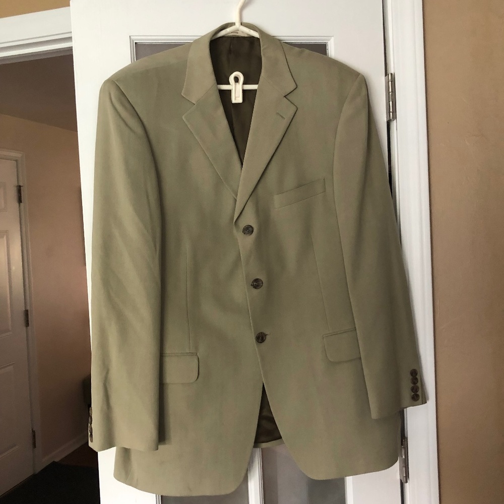 Mens 44R Blazer 100% Silk Sage Sport Coat Light Jacket